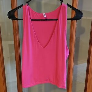 Vibrant Pink V-Neck Crop Top
